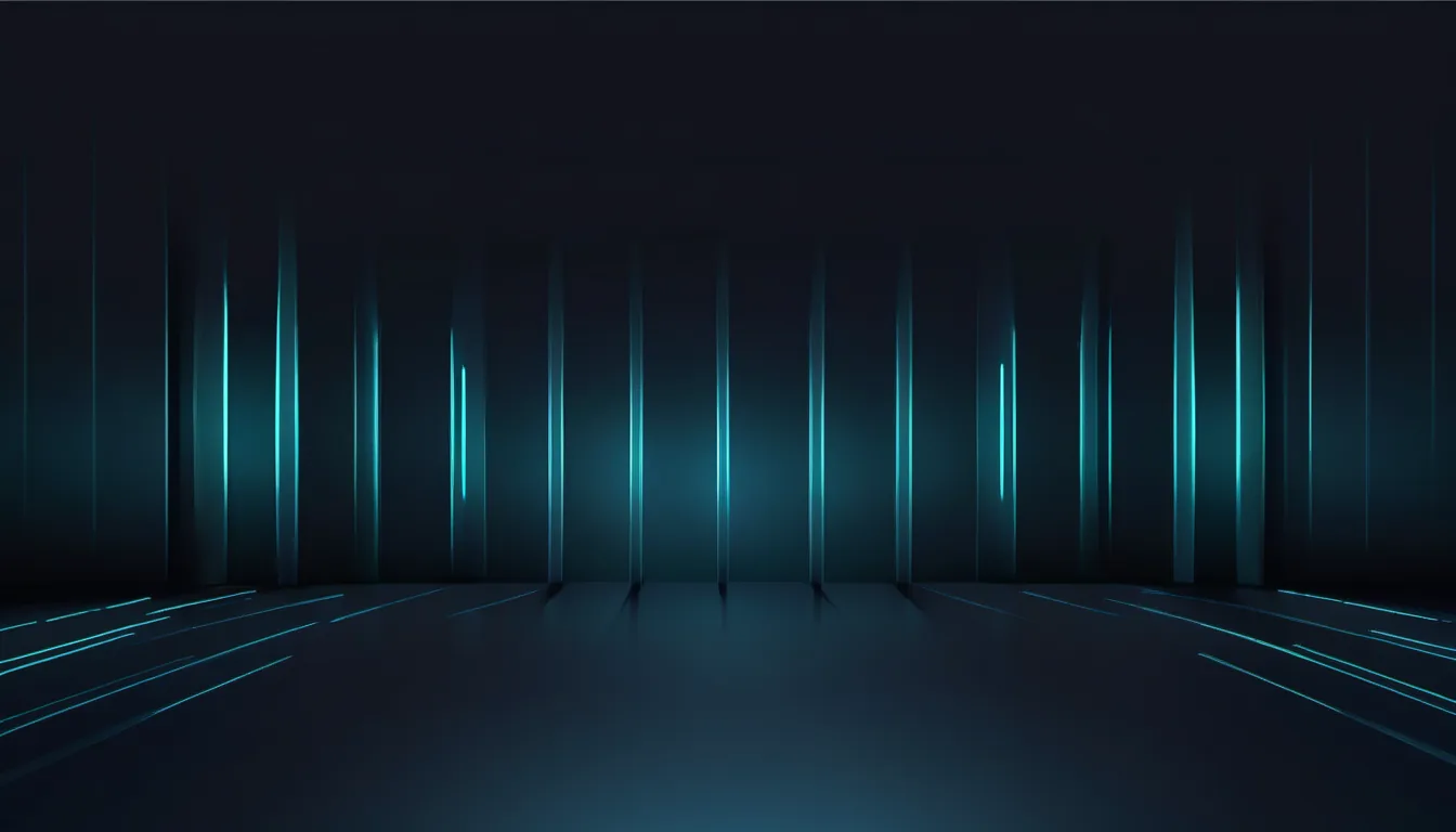 Abstract gate sequence bars illustration in aqua-cyan on dark navy — decorative header for Automatic Water Shutoff Valves Compared