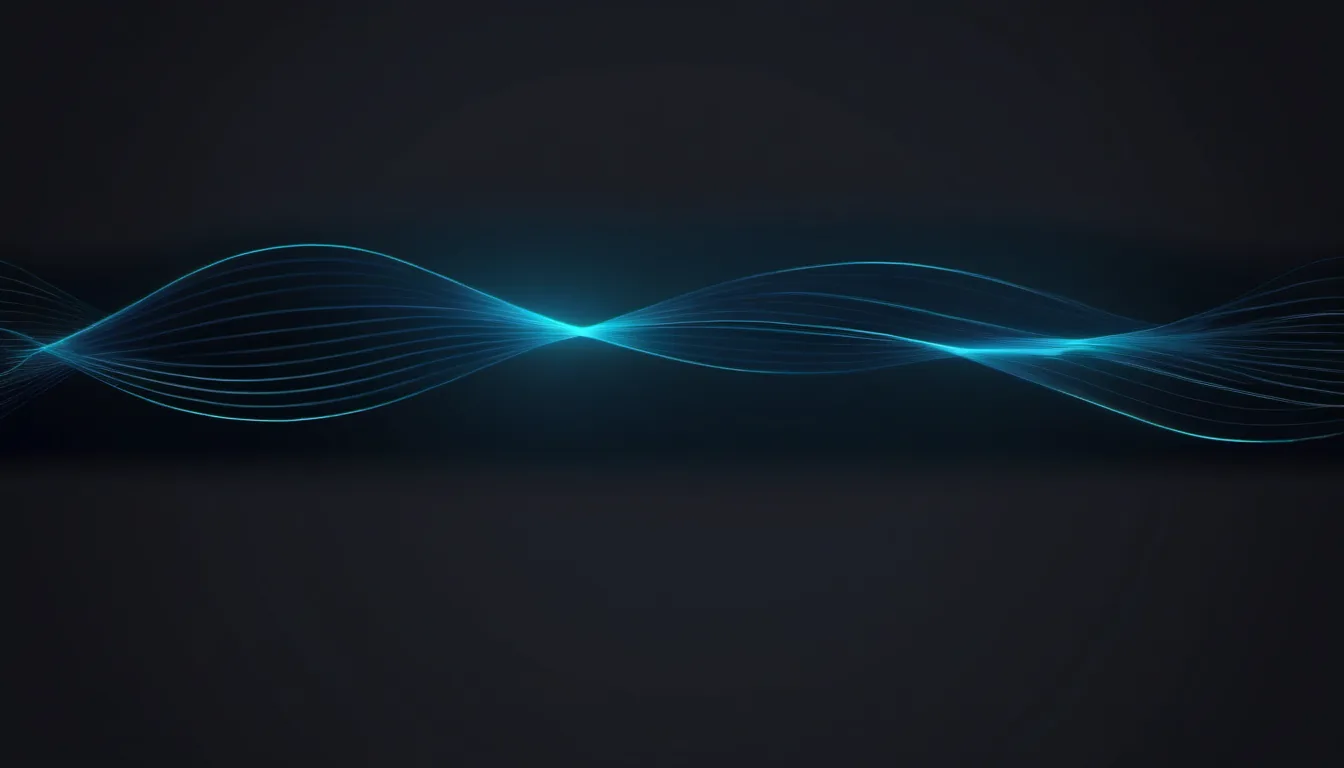Abstract charge decline bands illustration in aqua-cyan on dark navy — decorative header for Leak Detector Battery Life ' Replacement Guide