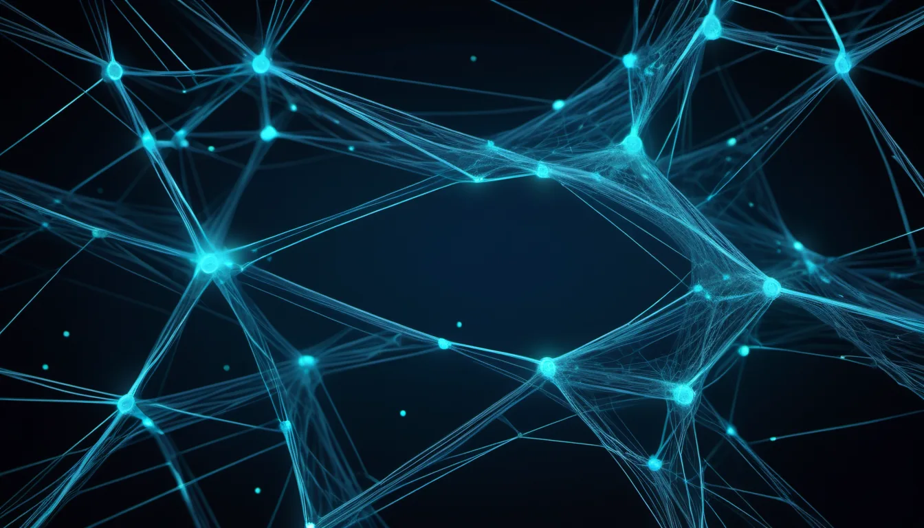 Abstract network graphic illustration in aqua-cyan on dark navy — decorative header for Zigbee/Z-Wave Hub-Dependent Sensors